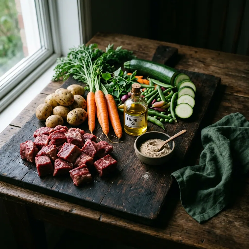 Bio-Zutaten für BabaFuchs: frisches Rindfleisch, Karotten, Kartoffeln